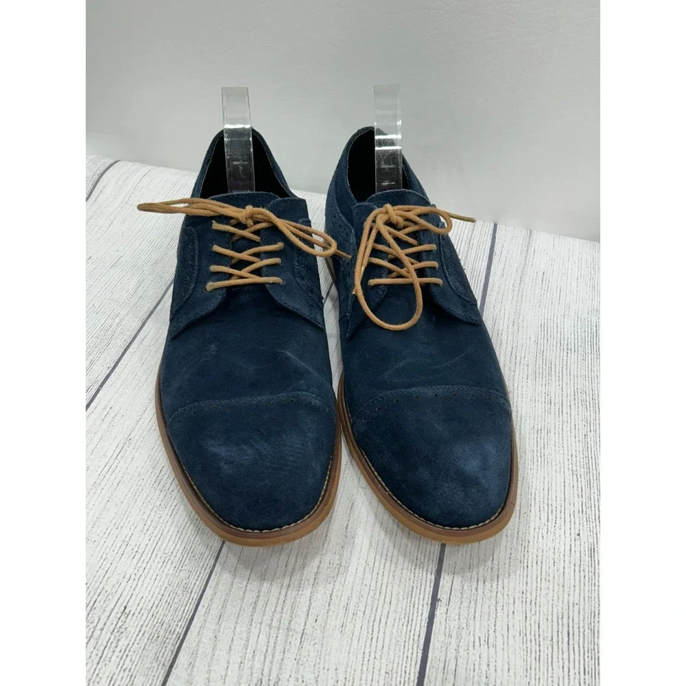 Stacy Adams Oxfords Mens 11 Blue‎ Leather Lace Up Cap Toe Dress Shoes